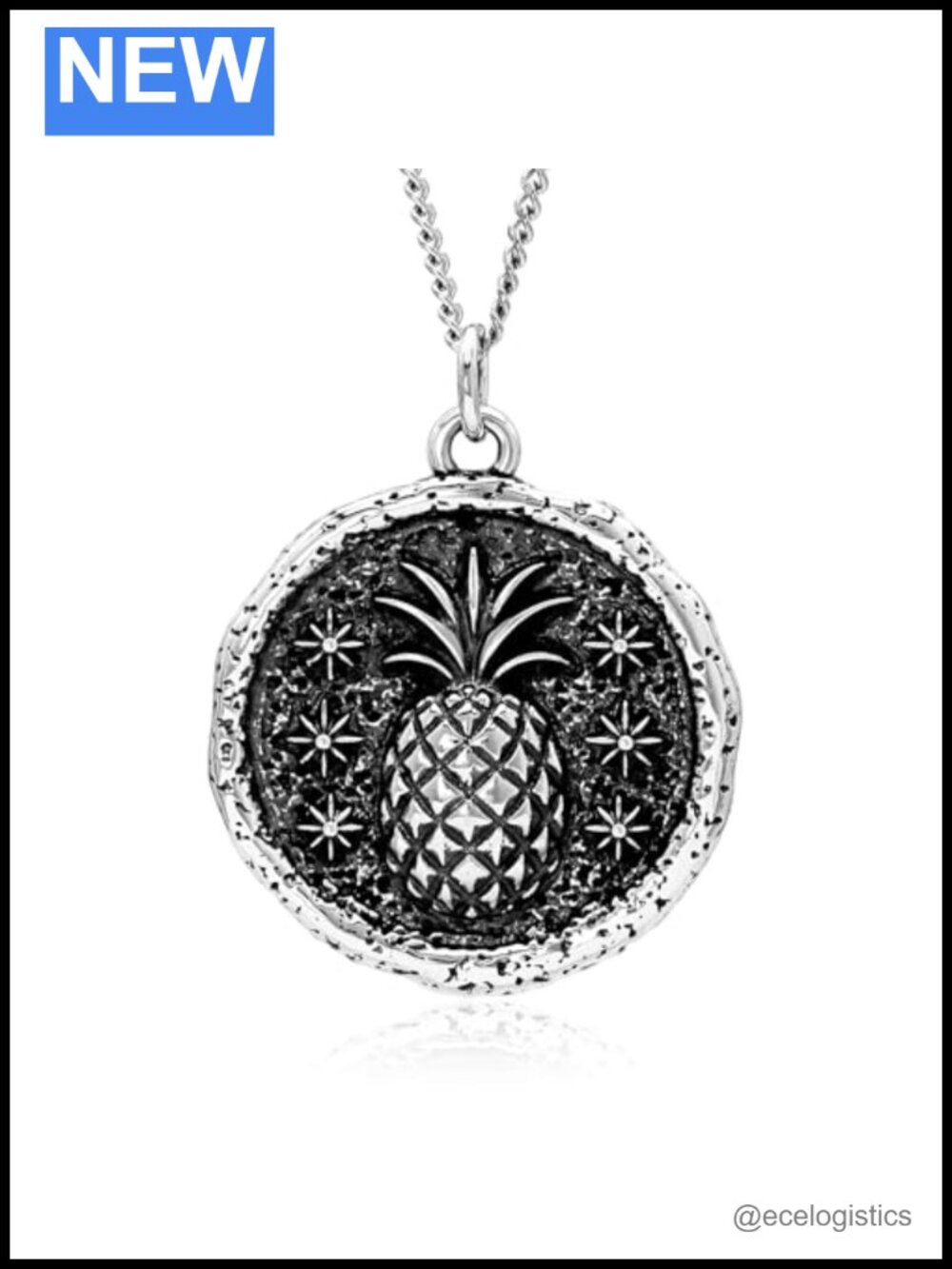 Sterling Silver Pineapple Charm Pendant Necklace